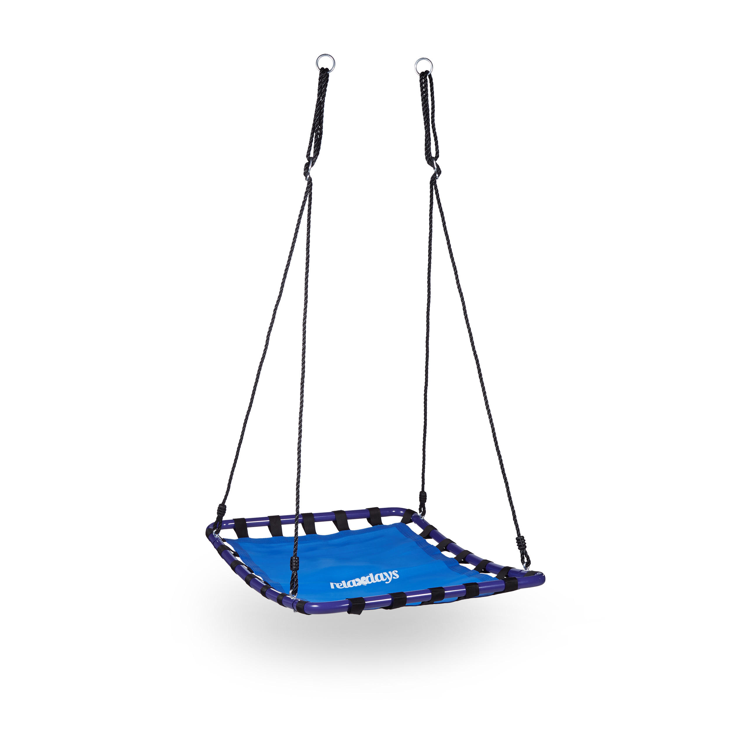 NESTSCHAUKEL Dunkelblau Schwarz viereckig 153x74x98 cm - Multicolor, Kunststoff/Metall (74/153/98cm) - Relaxdays