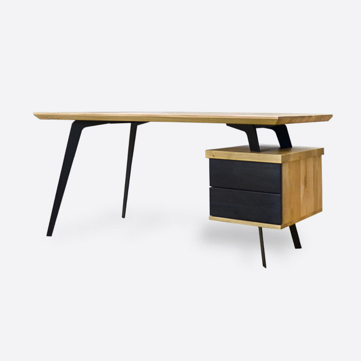 SCHREIBTISCH aus Eichenholz auf Metallbeinenfürs Büro VITA II - Eichefarben, Holz (80/160/75cm) - Rawood Furniture