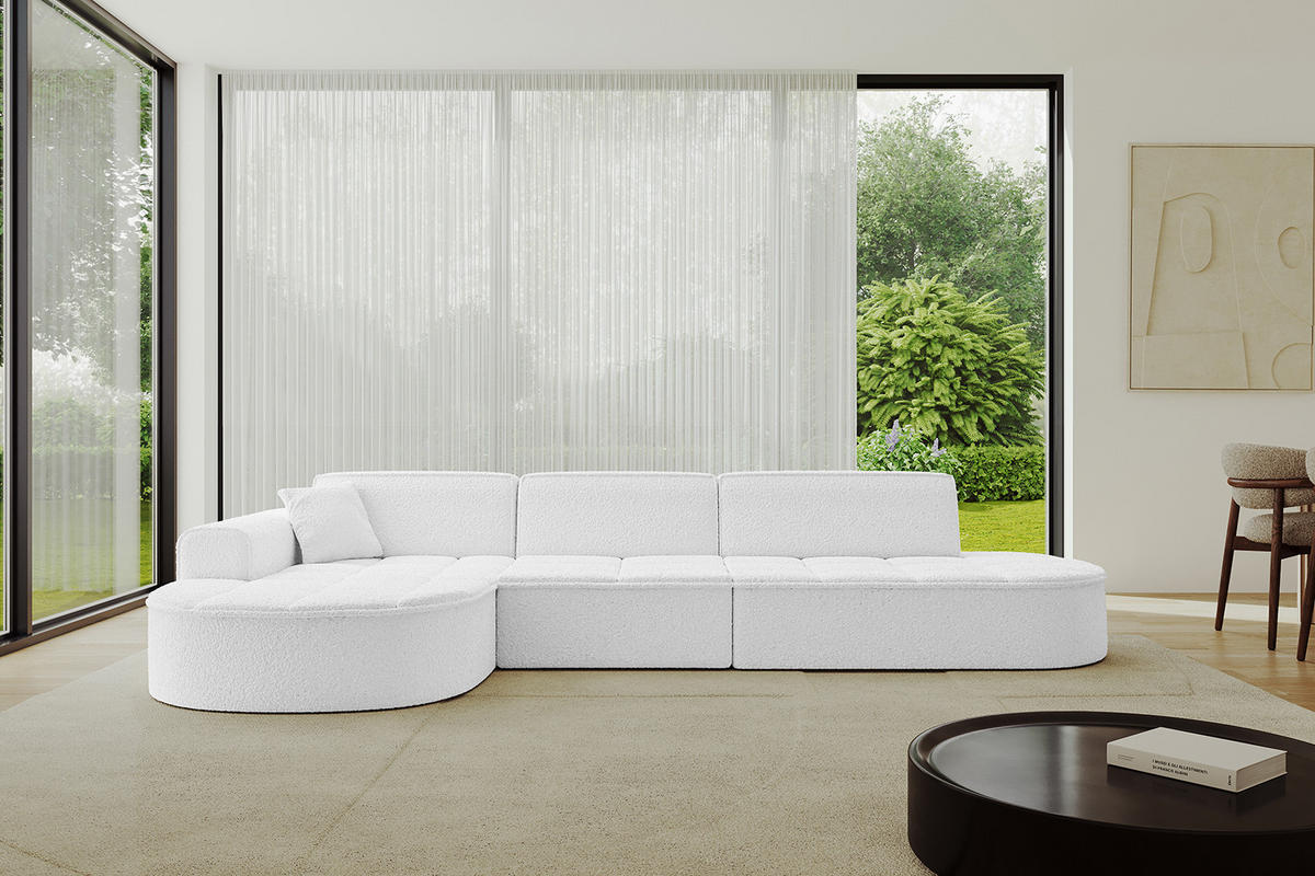 ECKSOFA Ottomane Links TARO-L2 - 328x171x79,5 cm Weiß - Weiß, Holzwerkstoff/Textil (328/171cm) - ALTDECOR