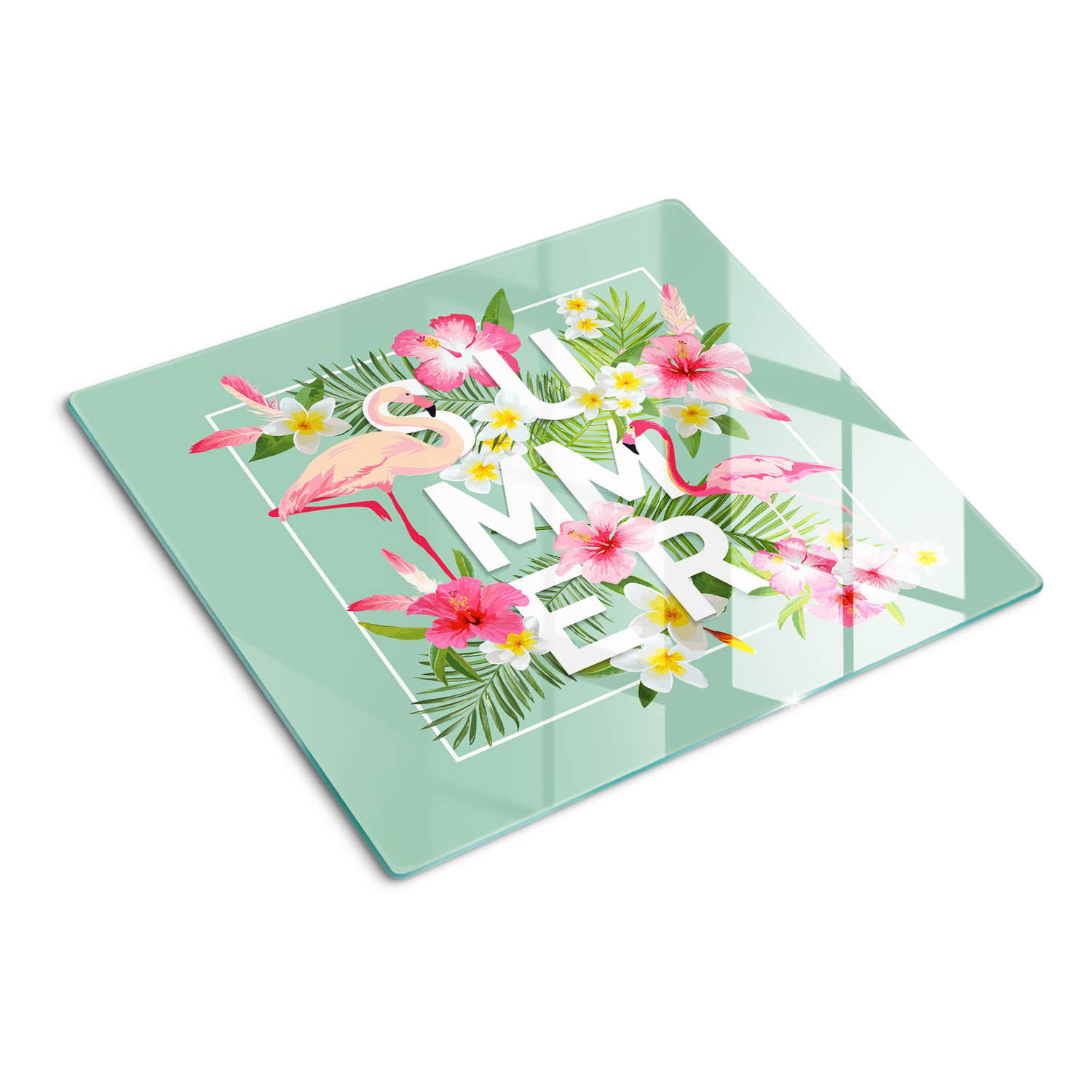 GLASPLATTE 60x52 cm Flamingos - Multicolor, Glas (60/0.4/52cm) - TULUP