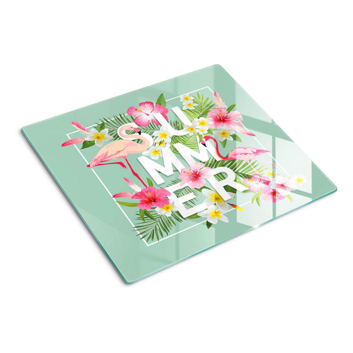 GLASPLATTE 60x52 cm Flamingos - Multicolor, Glas (60/0.4/52cm) - TULUP
