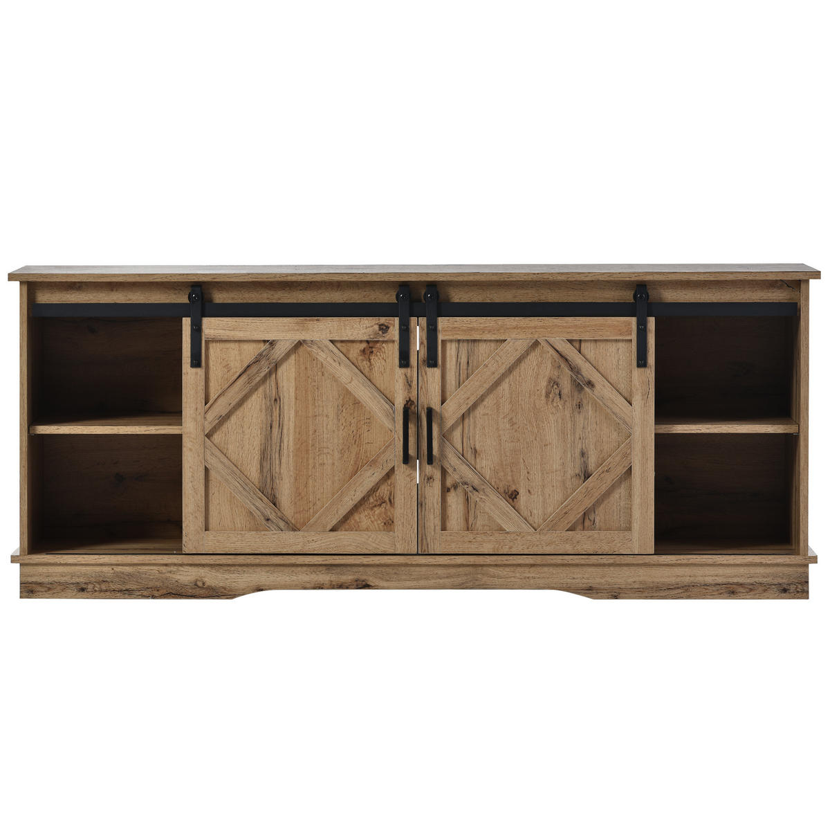 TV-LOWBOARD aus Spanplatte 150x40x60 cm Braun mit Schiebetüren und verstellbaren Regalen - Braun, Holzwerkstoff (150/60/40cm) - IVMEU