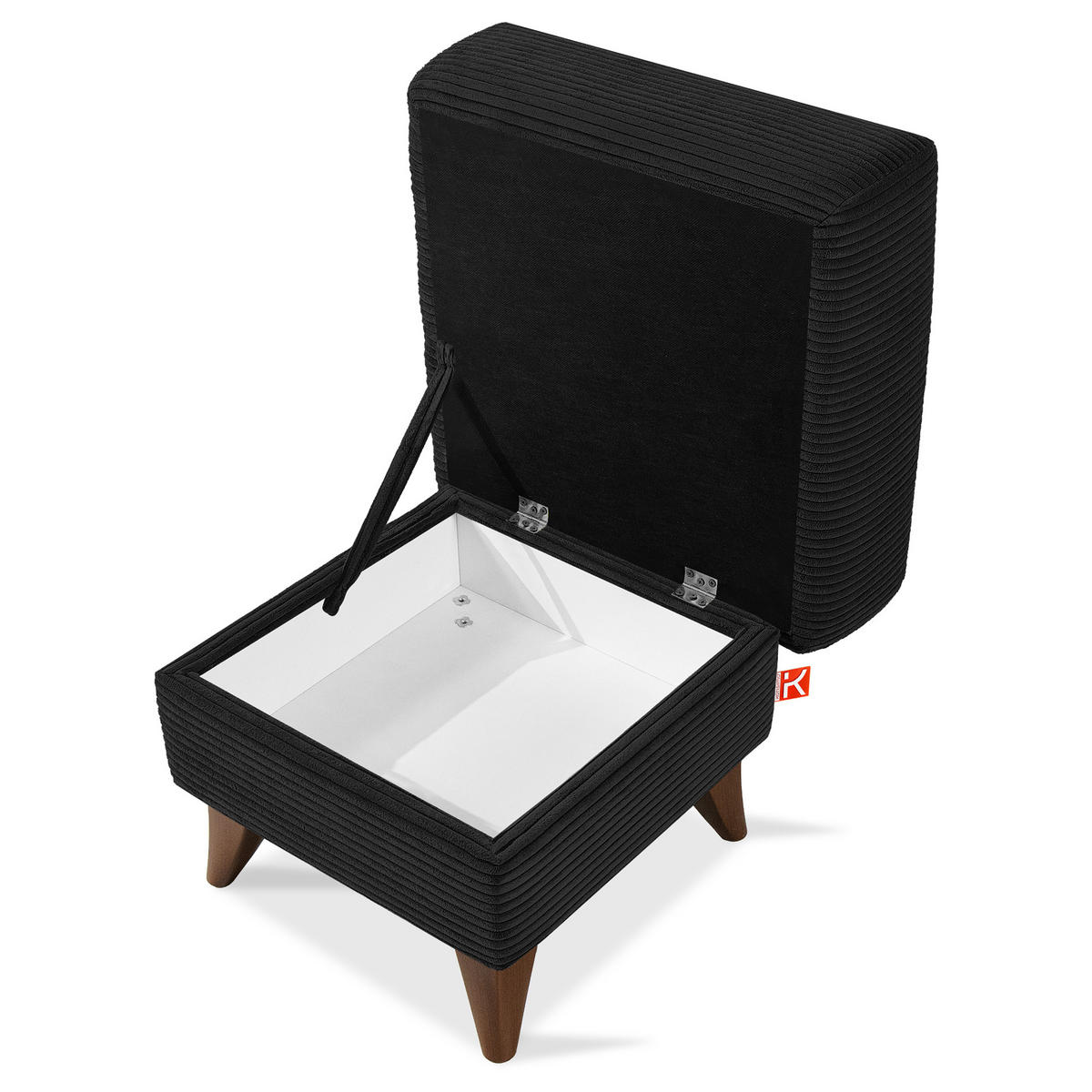 FUẞSTÜTZE GUSTAVO II, Schwarz - Schwarz/Braun, Holz/Holzwerkstoff (53/49/53cm) - KONSIMO®