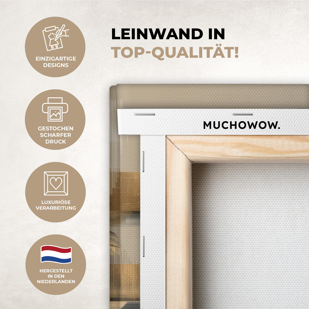 LEINWANDBILD Abstrakt - Formen - Beige - Texturen Wandbild 40x30 cm - Beige, Textil (40/30cm) - MuchoWow