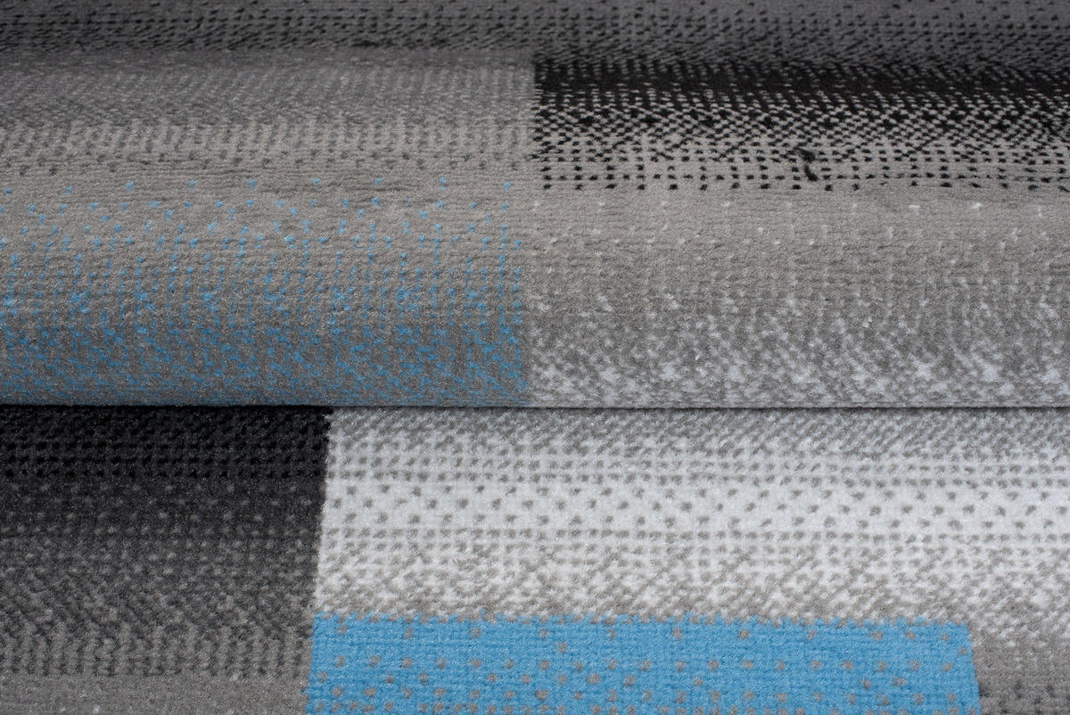 TEPPICH MAYA Blau Vierecke Streifen Verwischt 160/230 cm - Blau, Textil (160/230cm) - Tapiso