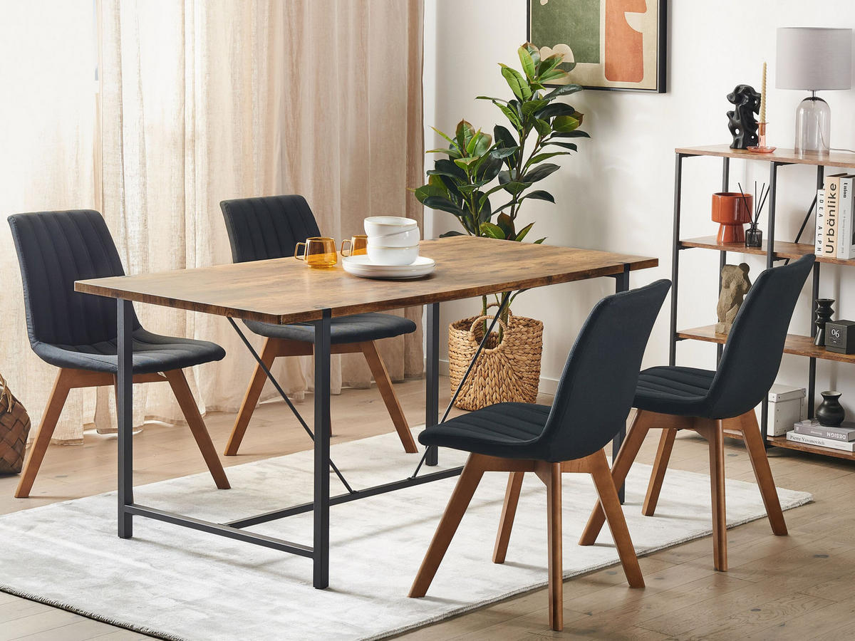 ESSTISCH 160/80/75 cm Dunkelbraun, Schwarz Rechteckig Saritas - Dunkelbraun, Holzwerkstoff (160/80/75cm) - Beliani