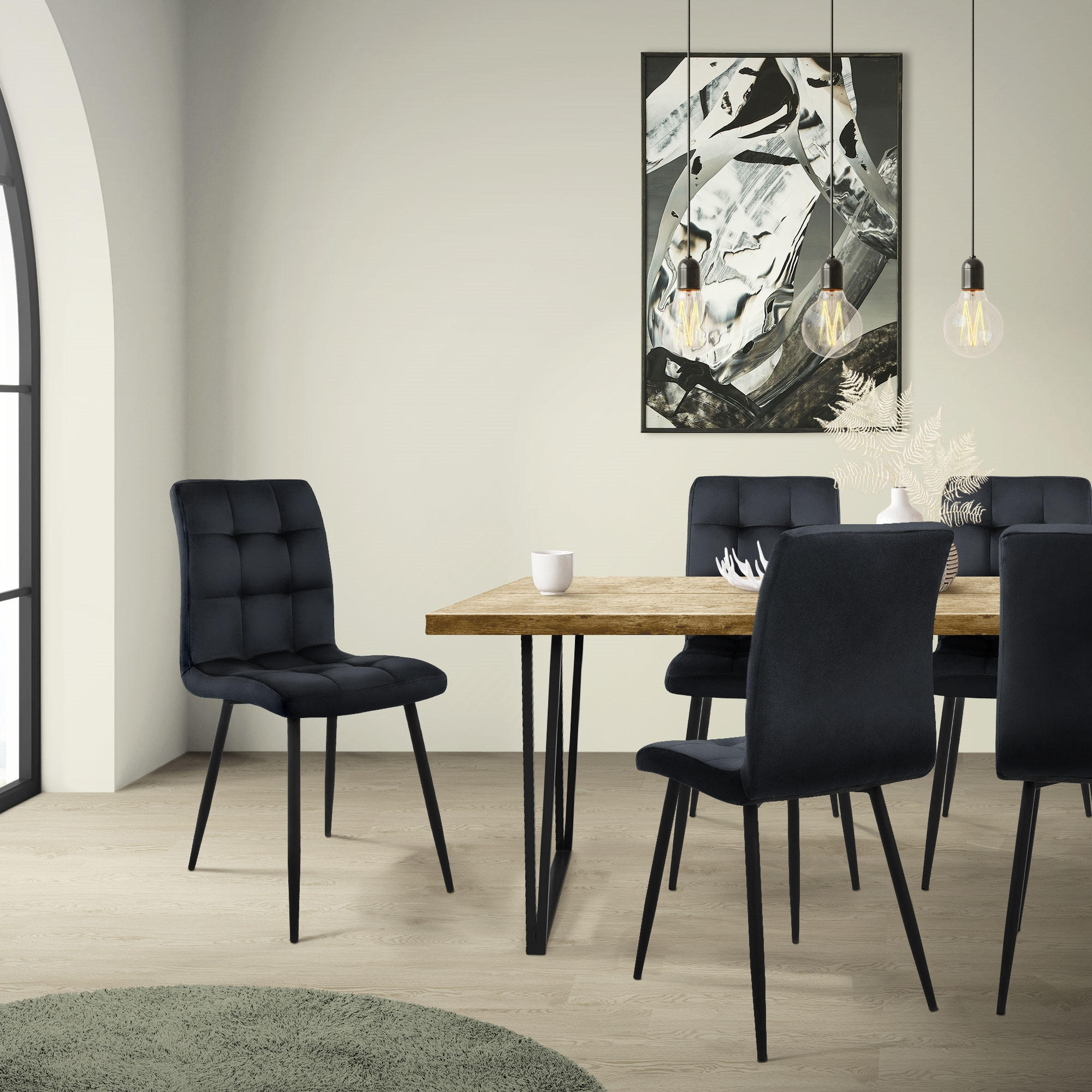 Thumbnail - Ml-Design Esszimmerstühle, Schwarz, Metall, 41x89x49 cm, Esszimmer, Stühle, Esszimmerstühle, Vierfußstühle