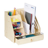 SCHREIBTISCH-ORGANIZER - Hellbraun, Holzwerkstoff (24/33/29.5cm) - Relaxdays