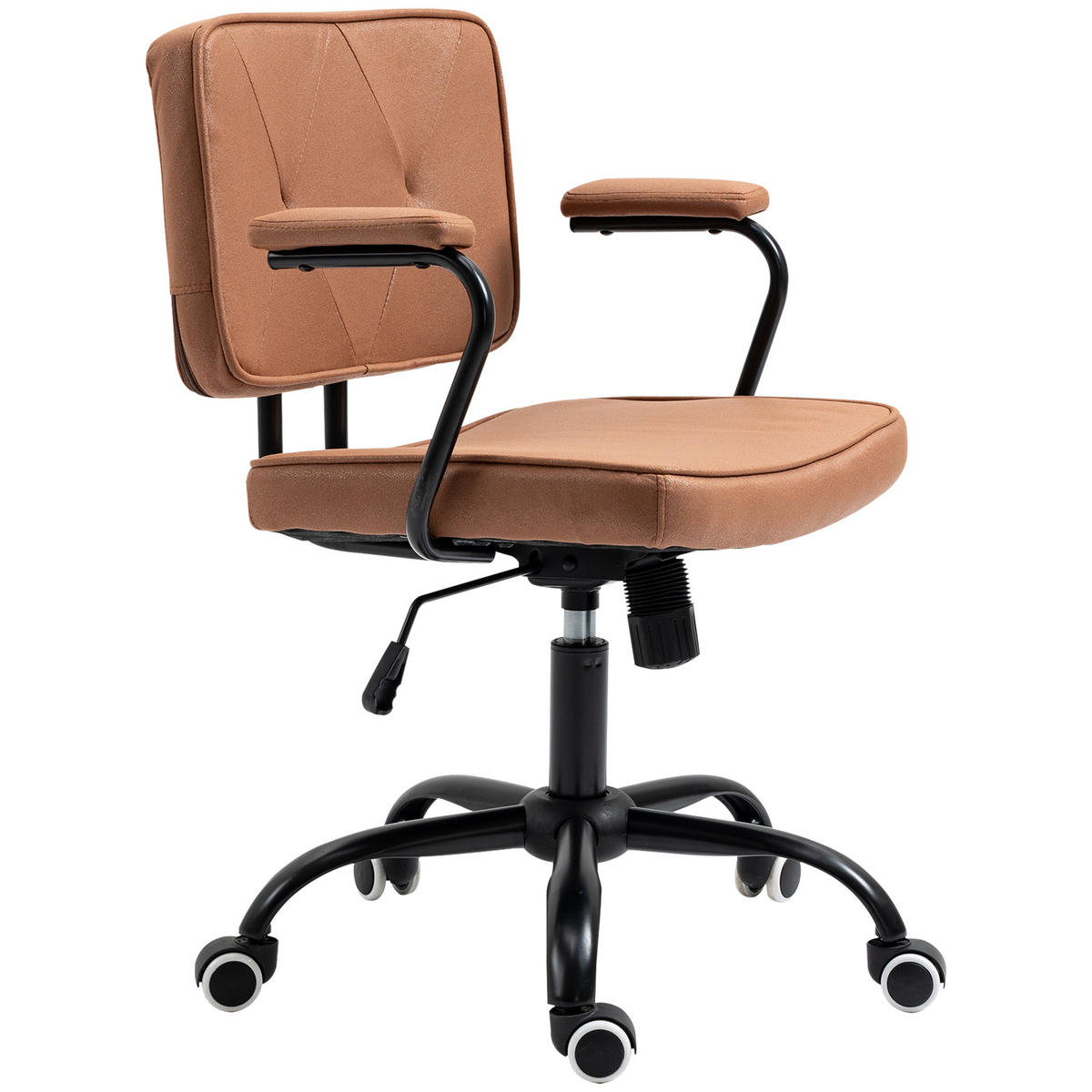 BÜROSTUHL DE-05118 Höhenverstellbar mit Wippfunktion & Samt-Optik Schwarz - Braun, Metall (58/91/61cm) - ComfortXL