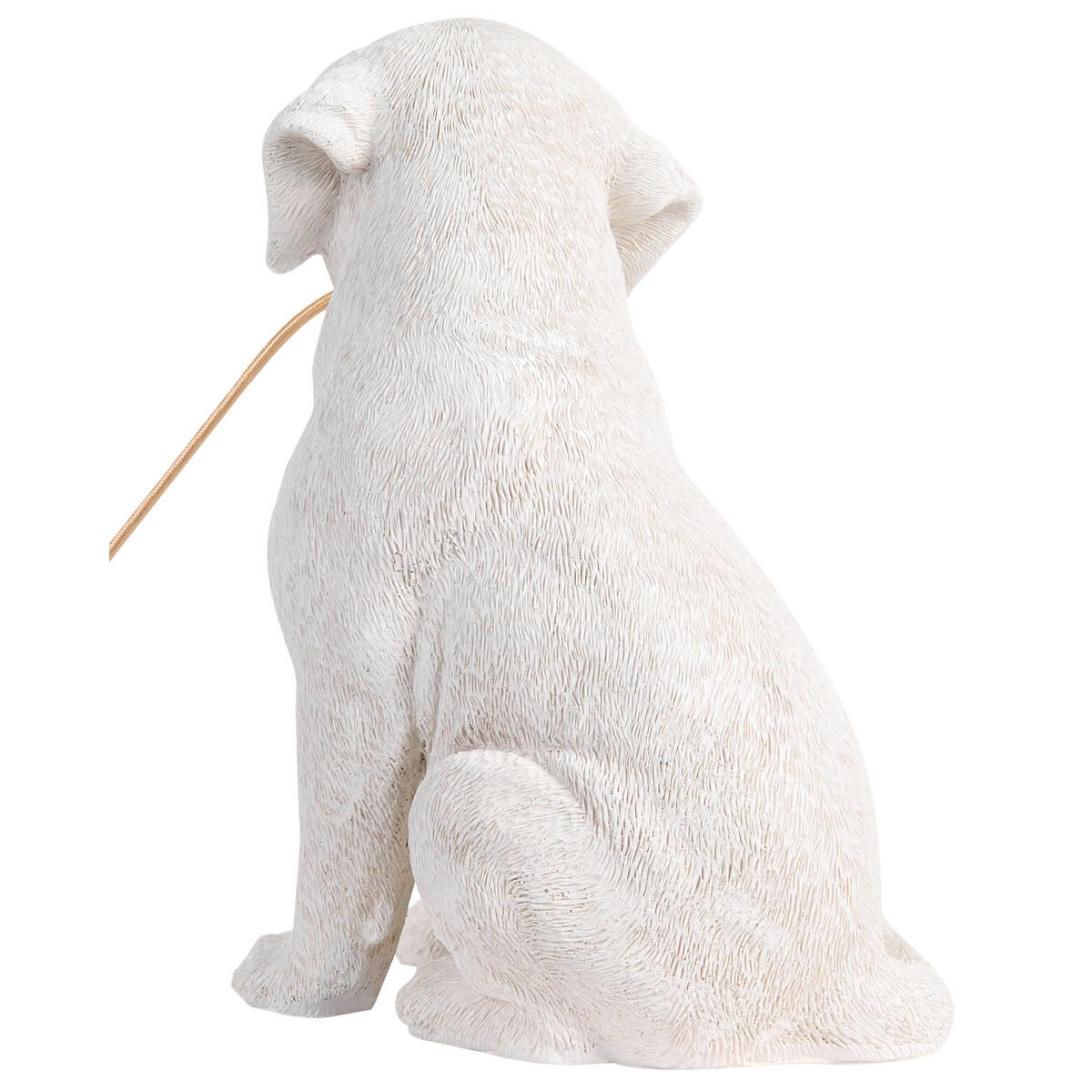 TISCHLAMPE Hund Weiß Lucky - Messingfarben/Weiß, Kunststoff (23/28/41cm) - Beliani