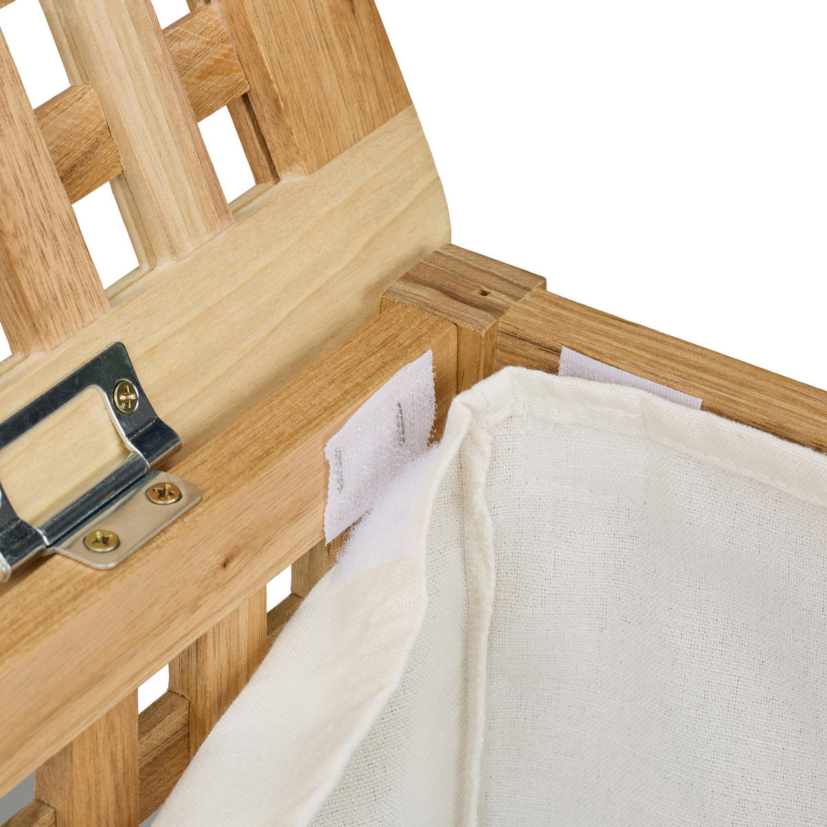 WÄSCHETRUHE - Hellbraun, Holz/Textil (78/47/48cm) - Relaxdays