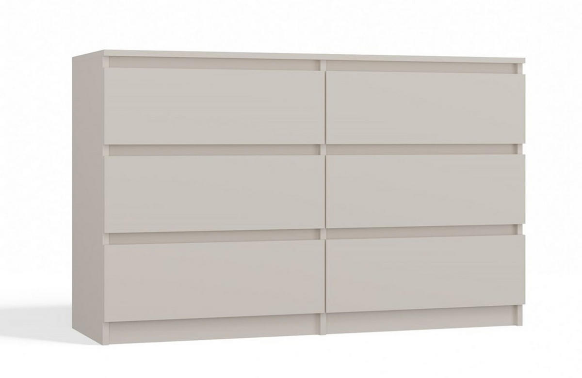 KOMMODE: 6 Schubladen Farbe: kaschmir, 120 x 30 x 75cm - Kaschmir, Holzwerkstoff (120/75/30cm) - 3XE LIVING
