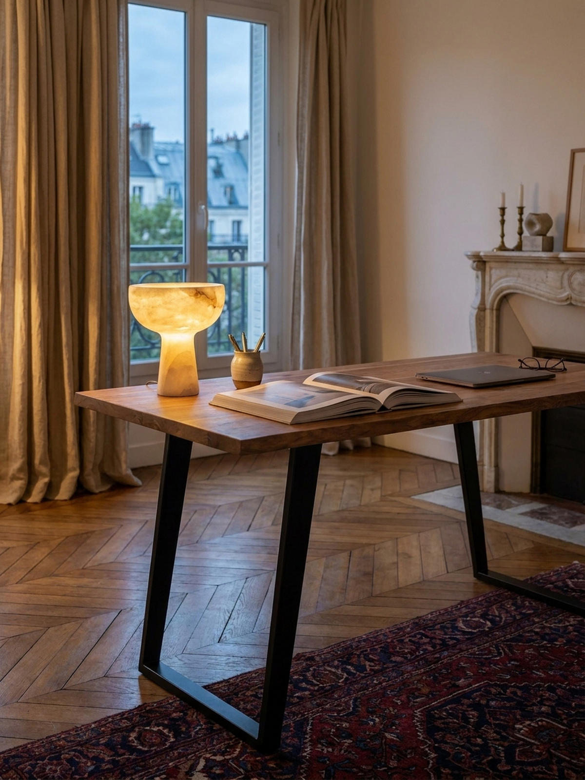 SCHREIBTISCH Massivholz Baumkante U-Gestell Handarbeit ATOLL, Goldbraun-Schwarz 200x100x76 cm - Schwarz/Braun, Holz/Metall (100/200/76cm) - KADIMA DESIGN