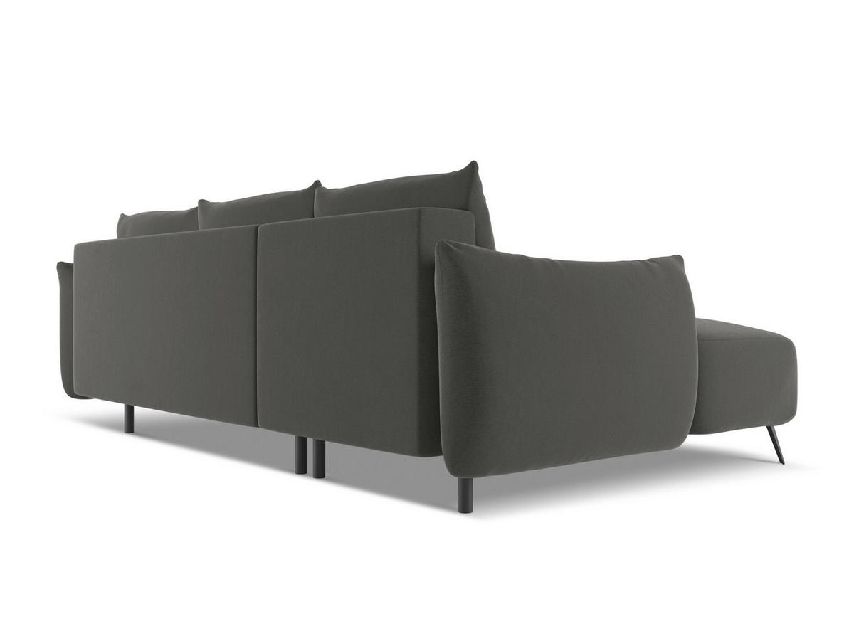 ECKSOFA mit Schlaffunktion Samt Stoff Grau - Dunkelgrau/Schwarz, Textil/Metall (162/242cm) - Makamii