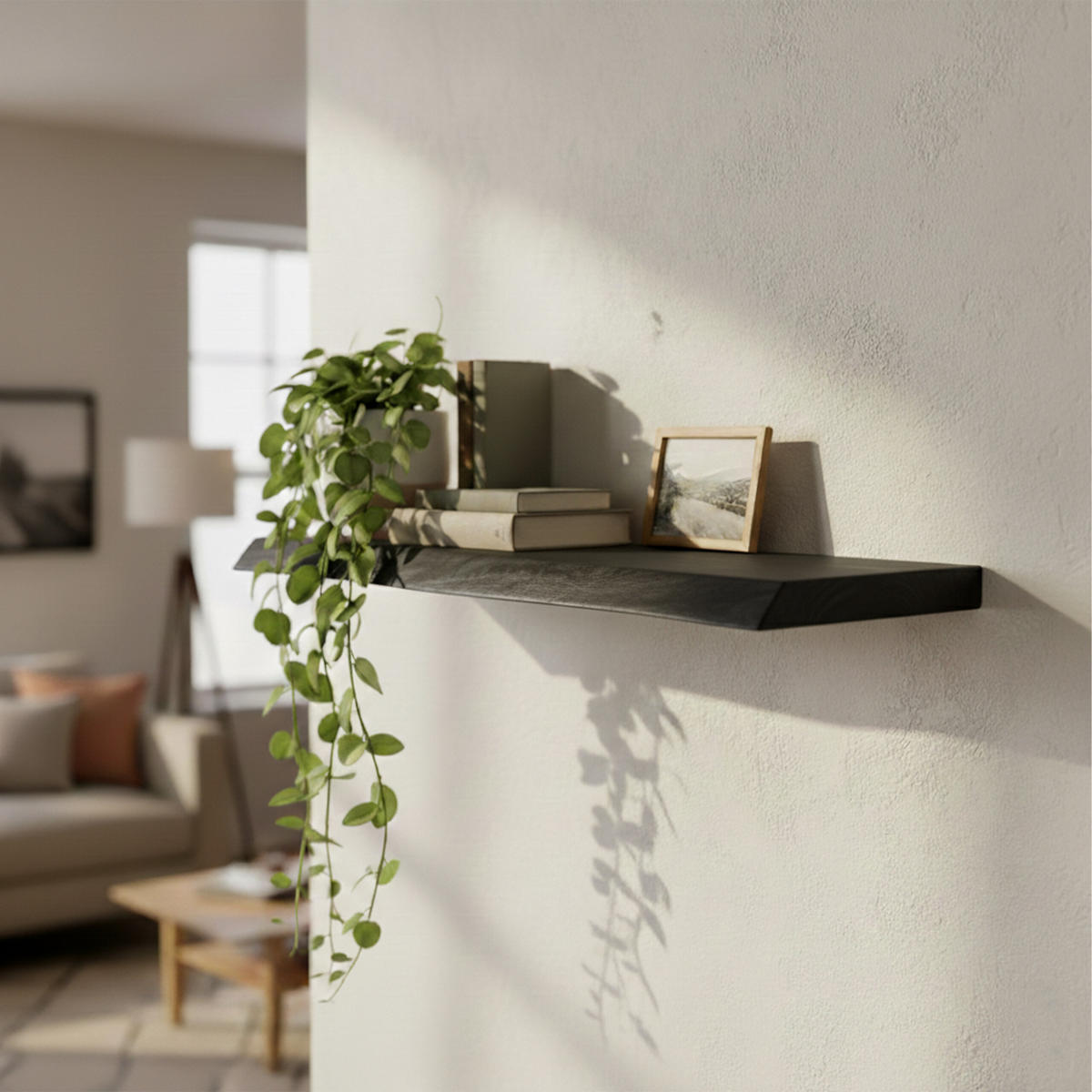 WANDREGAL - Schwarz, Holz (70/3/22cm) - Relaxdays