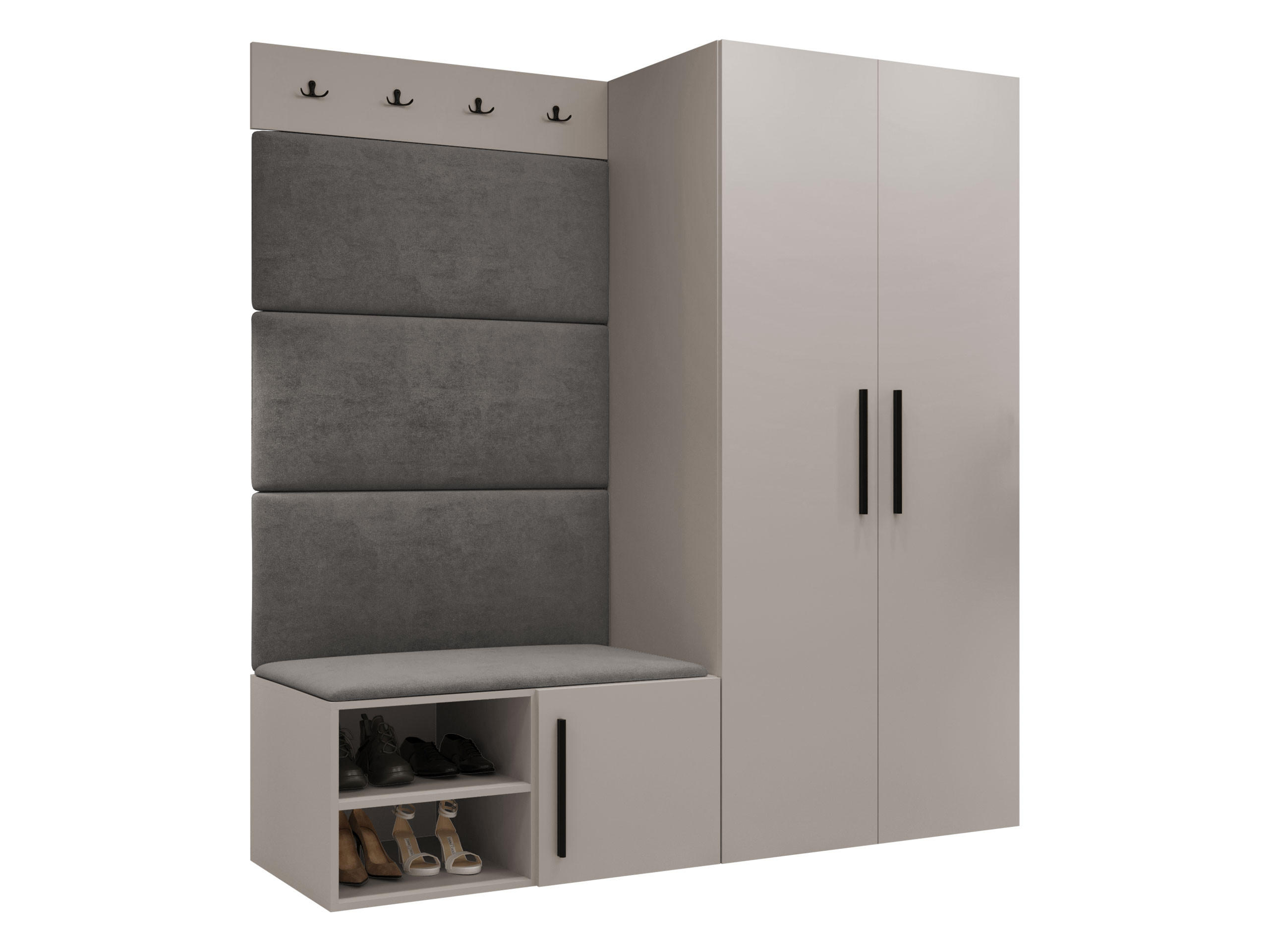 GARDEROBEN-SET Medi I - Kaschmir/Schwarz, Holzwerkstoff/Kunststoff (80/191/50cm) - MIRJAN24