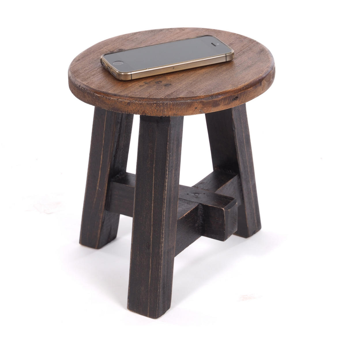 PFLANZENHOCKER Bern Mahagoni Massivholz 04 schwarz-natur - Graubraun, Holz (20/23/20cm) - DESIGN DELIGHTS
