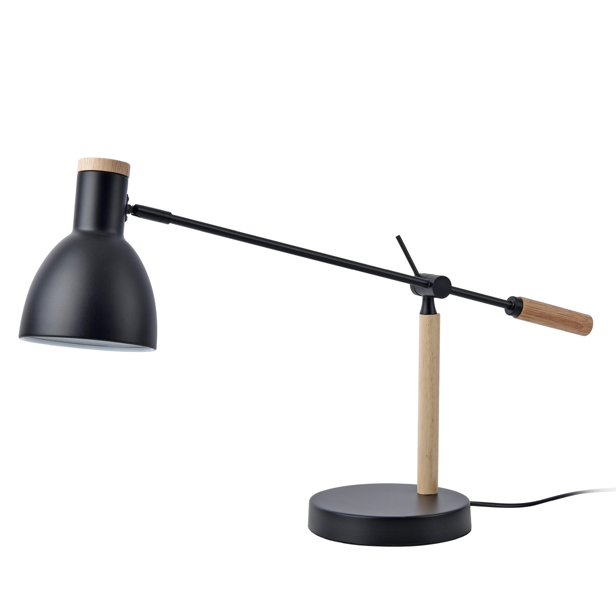 SCHREIBTISCHLAMPE Watford - Schwarz/Braun, Holz/Metall (18/38/67cm) - lux.pro