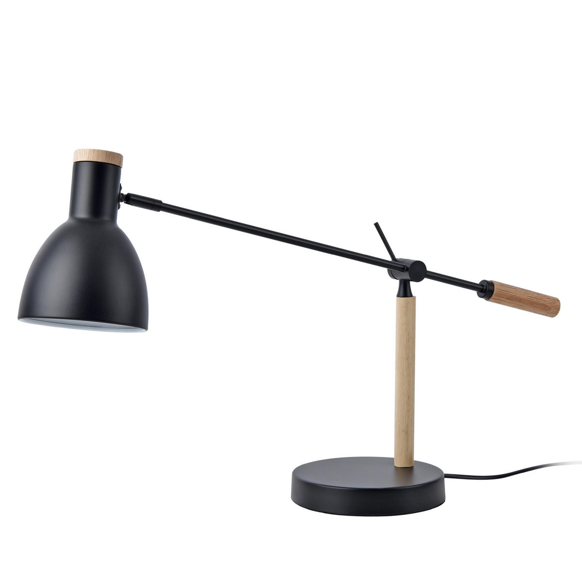 SCHREIBTISCHLAMPE Watford - Schwarz/Braun, Holz/Metall (18/38/67cm) - lux.pro