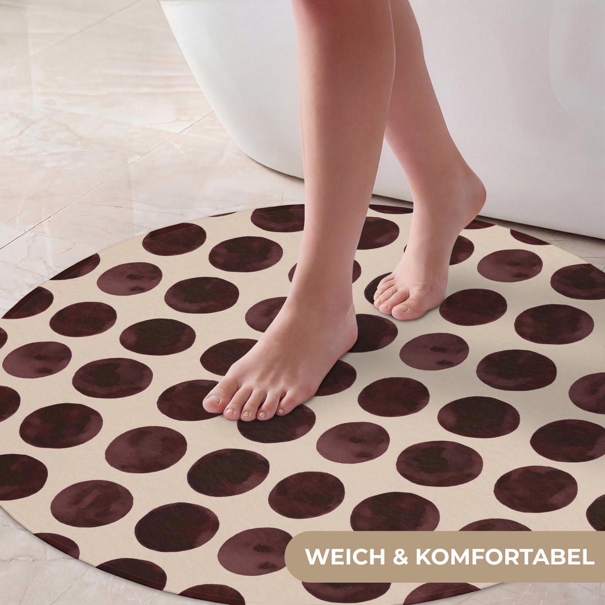 KOUPELNOVÁ PŘEDLOŽKA Puntíky - Vzor - Hnědý 70x70 cm - bordeaux, textil/plast (70/70cm)