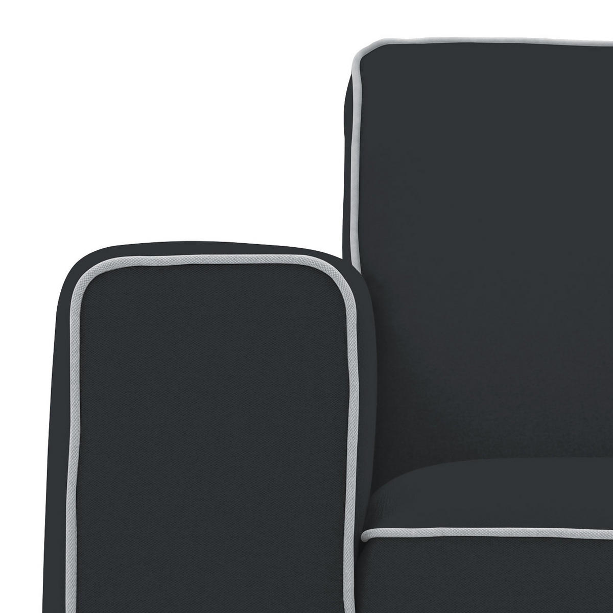 3-SITZER SOFA - Webstoff - Anthrazit/Schwarz, Textil/Metall (205/77/93cm) - home24