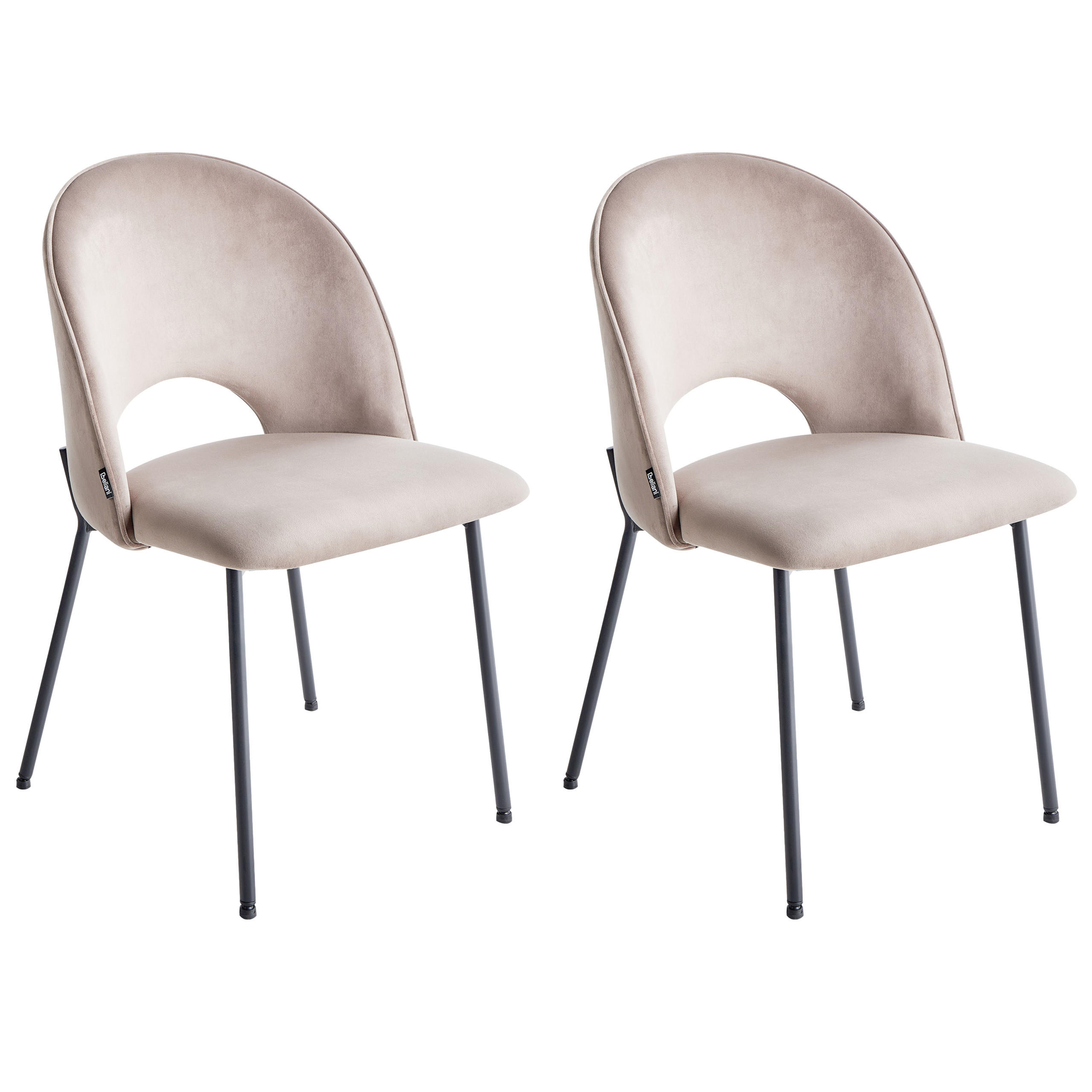 JÍDELNÍ ŽIDLE sada 2 ks Sametová látka taupe Covelo - černá/béžová, textil (46/83/53cm) - Beliani