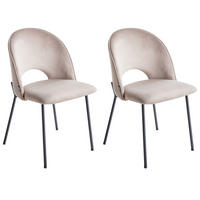 ÉTKEZŐSZÉK 2 darabos Szett Bársony tópszín Covelo - bézs/fekete, textil (46/83/53cm) - Beliani