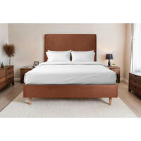 KOPFTEIL gepolstertes – Terrakotta Bouclé-Stoff - 140 cm - Beige/Terracotta, Karton/Holz (140/120/10cm) - Sommeil de Plomb