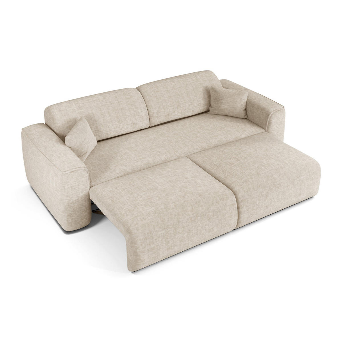 SCHLAFSOFA GERADE Texturierter Samt Beige 240cm - Beige, Textil (240/73/97cm) - Sia Home