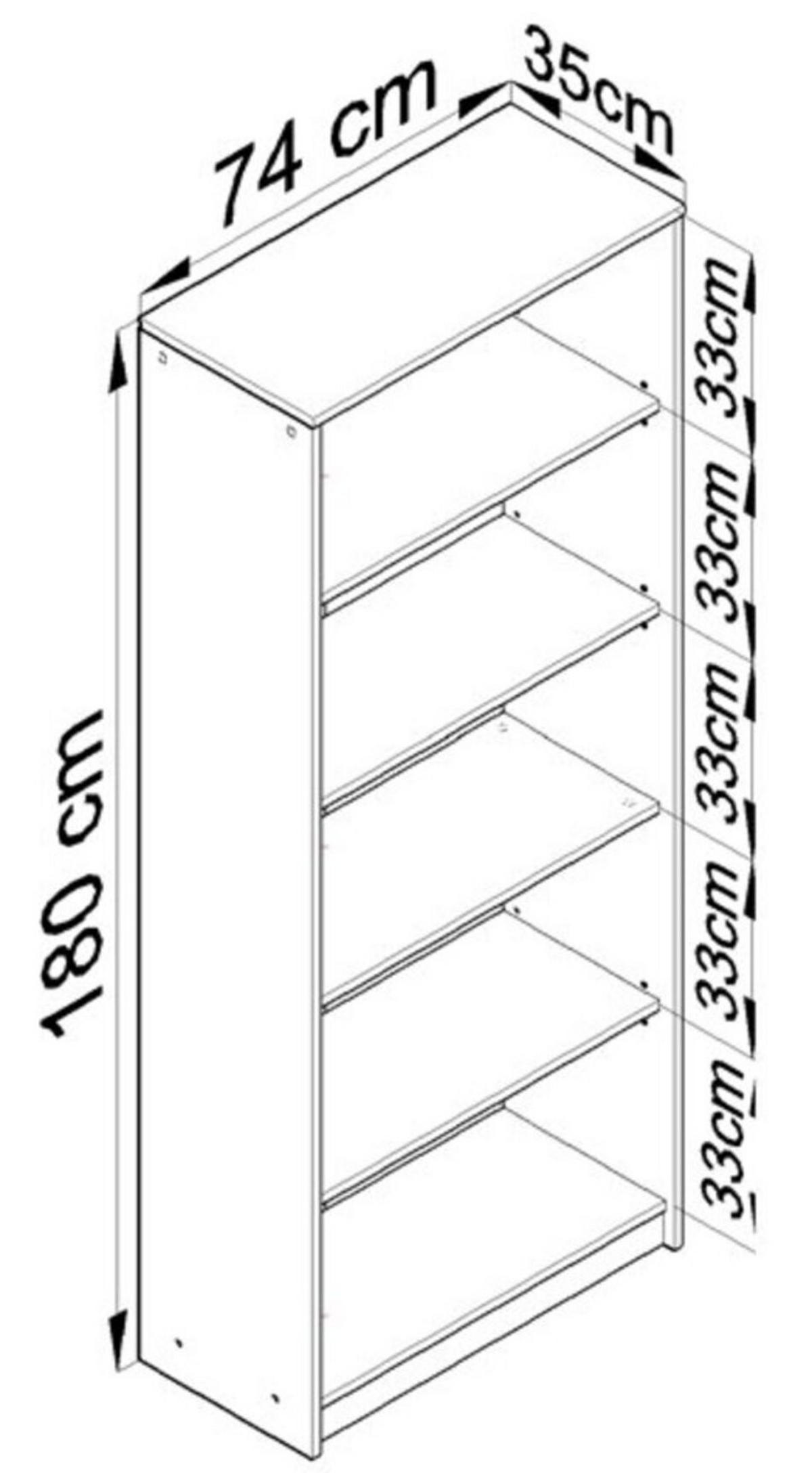 BÜCHERREGAL R6 Anthrazit 74/35/180 cm - Anthrazit, Holzwerkstoff (74/180/35cm) - Matkam Möbel