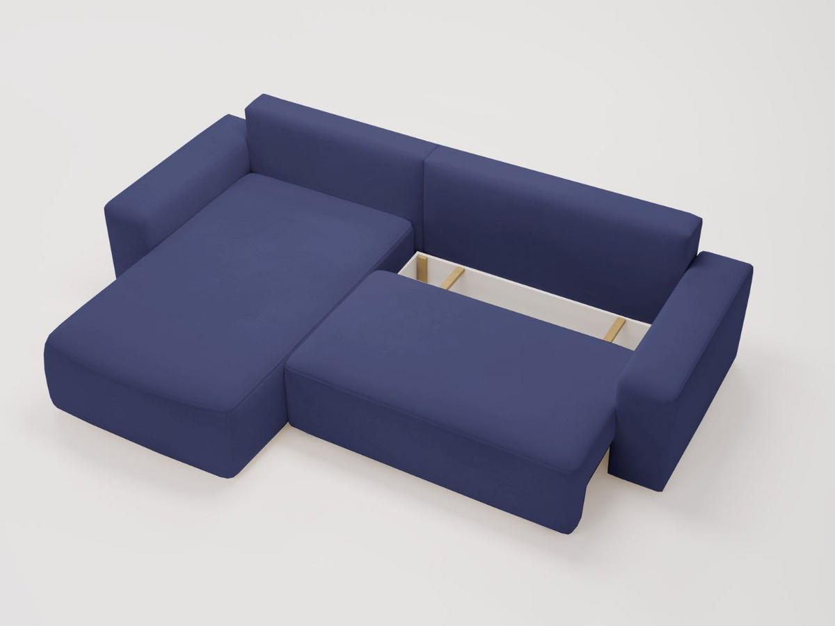ECKSOFA Tazones Dunkelblau Links - Dunkelblau, Holz/Kunststoff (250/165cm) - Graingold