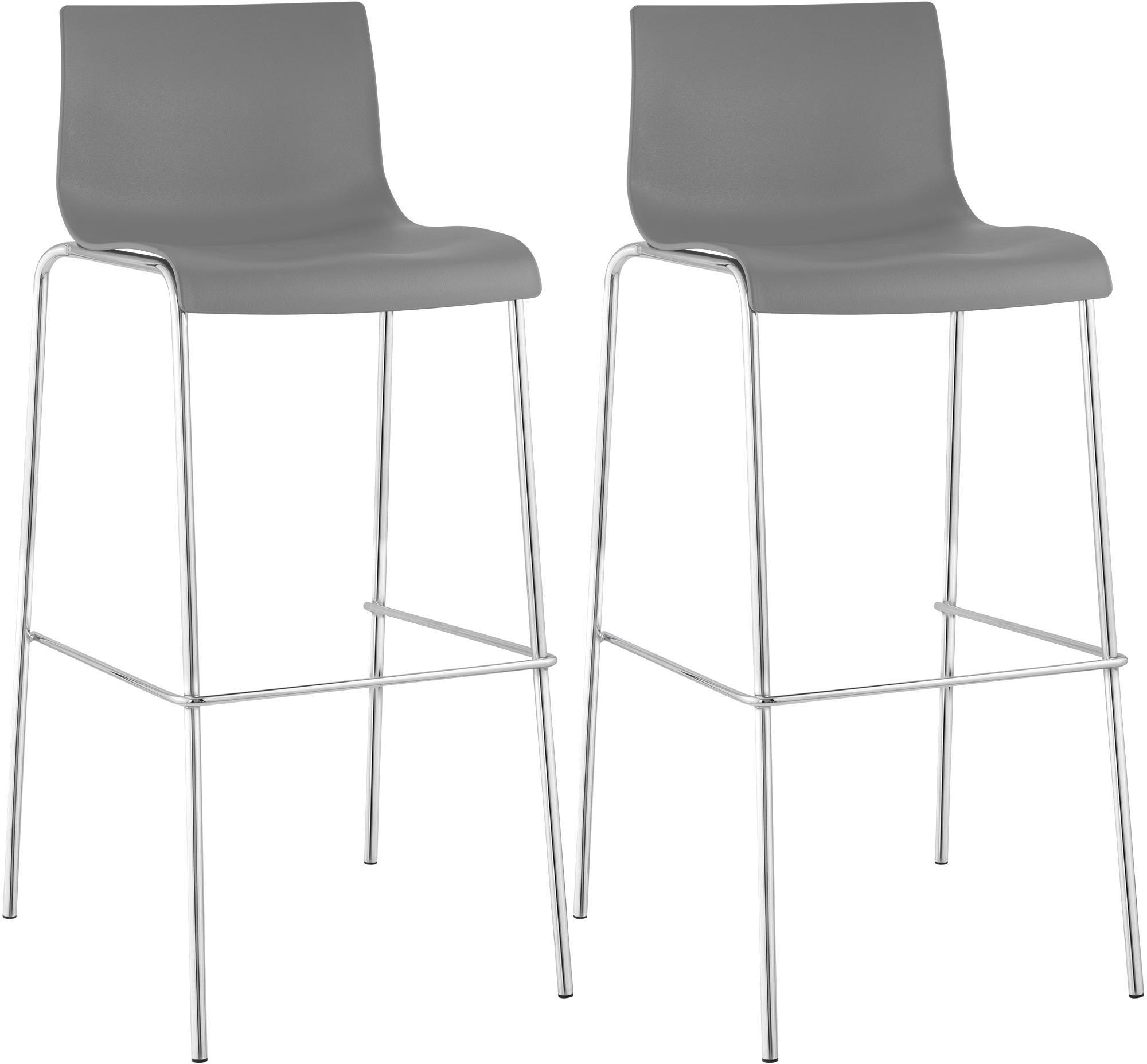 BARHOCKER 2er Set Kunststoff grau - Chromfarben/Grau, Kunststoff/Metall (43/100/48cm) - CLP