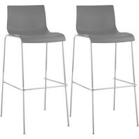 BARHOCKER 2er Set Kunststoff Grau - Chromfarben/Grau, Kunststoff/Metall (43/100/48cm) - CLP