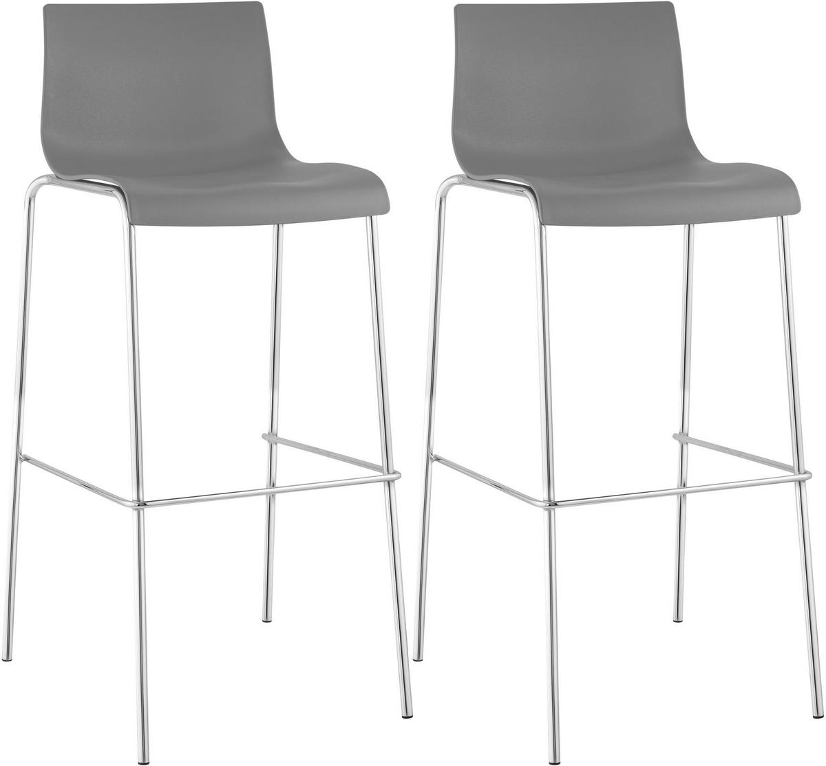 BARHOCKER 2er Set Kunststoff Grau - Chromfarben/Grau, Kunststoff/Metall (43/100/48cm) - CLP