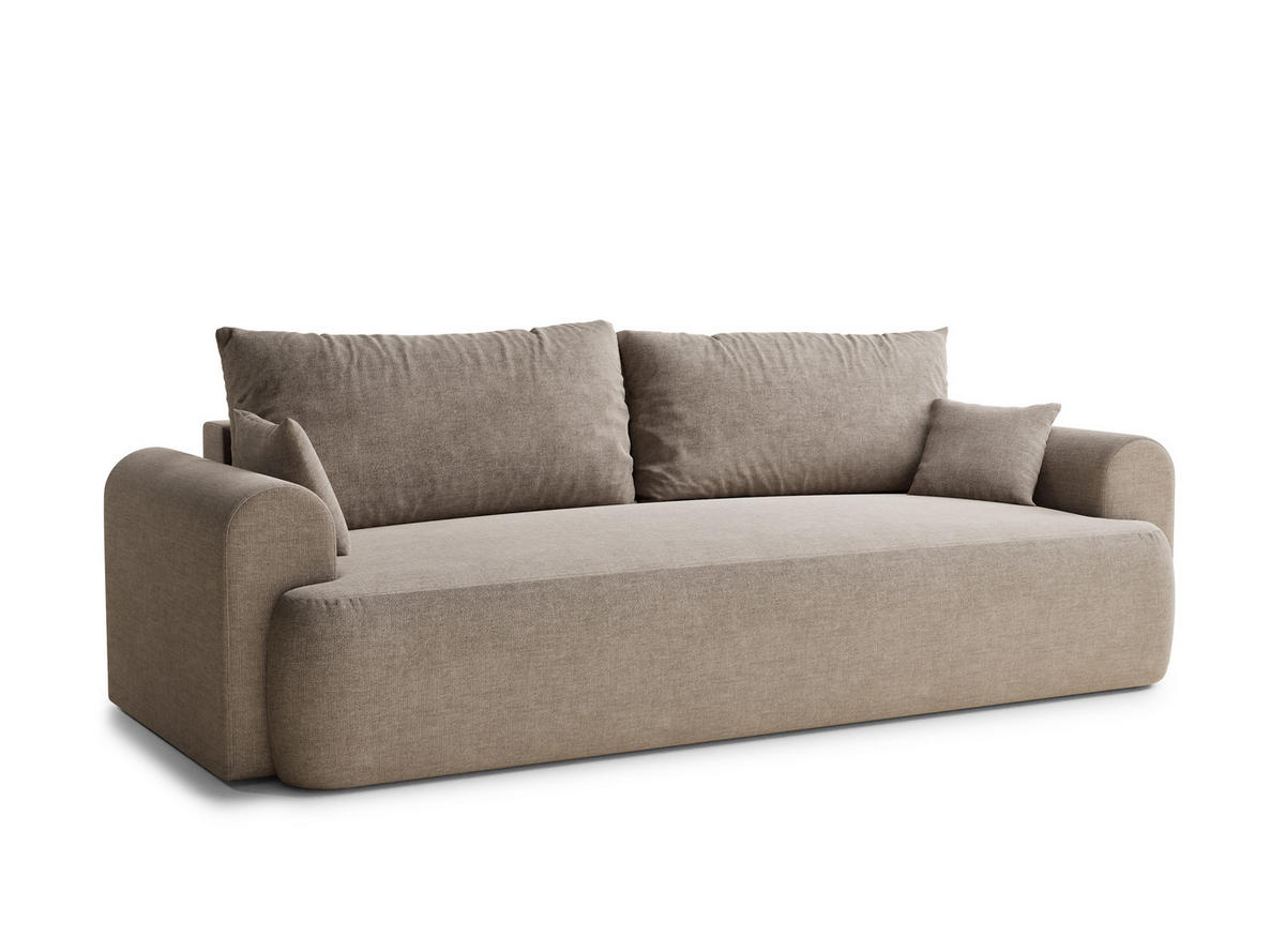 SOFA MIT SCHLAFFUNKTION Toluca Grau braun Chenille-Stoff - Graubraun/Schwarz, Holz/Holzwerkstoff (247/69/104cm) - Maison de Reve