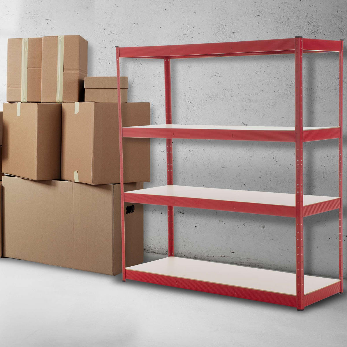 LAGERREGAL 160/60 cm Metall rot - Rot, Metall (160/180/60cm) - CLP