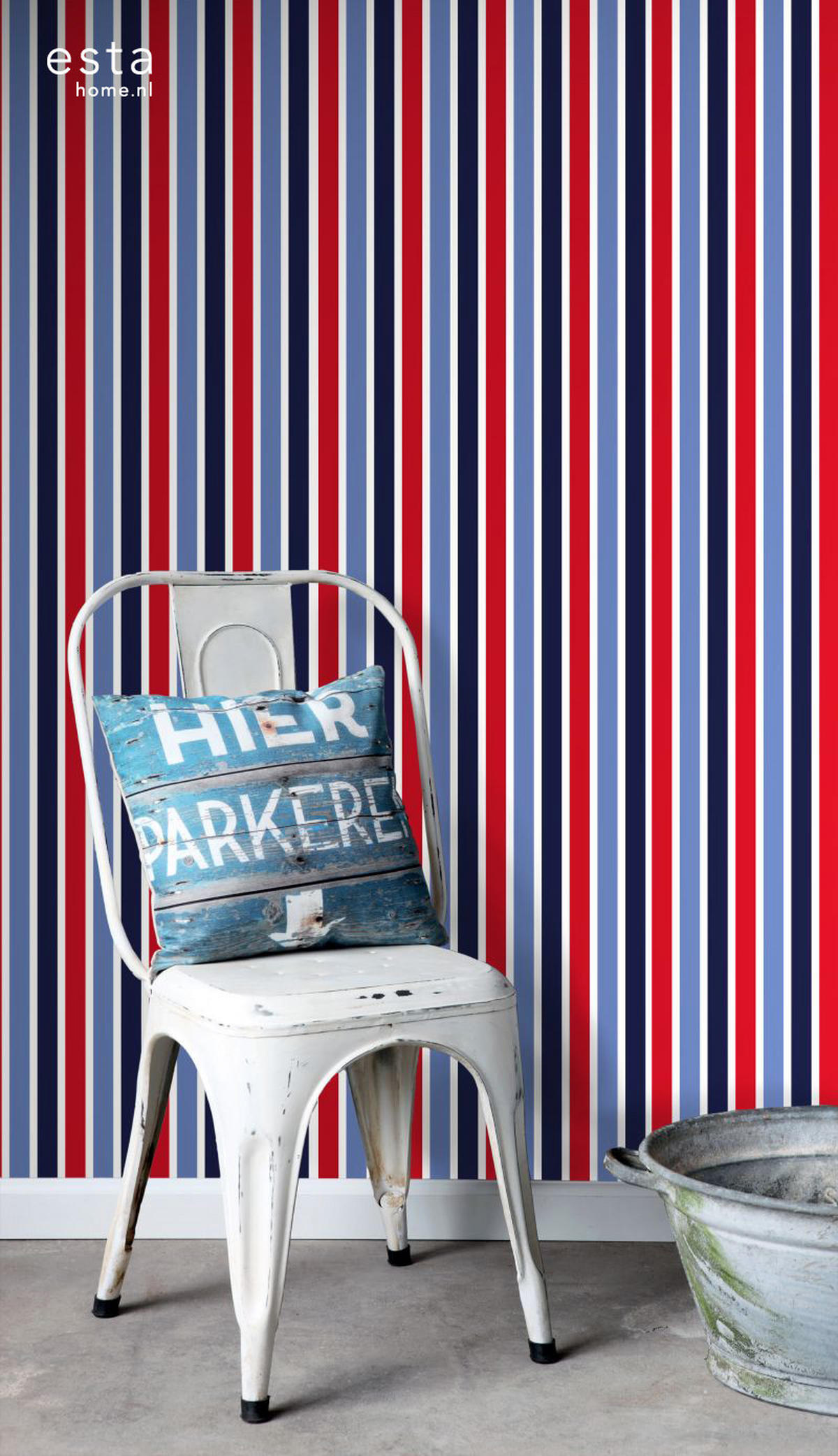 TAPETE vertikale Streifen 53 cm x 10.05 m - Blau, Papier (53/0.1cm) - ESTAhome