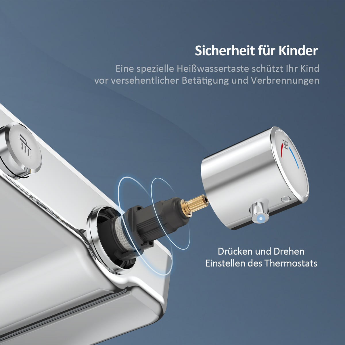 ÜBERKOPFBRAUSESET mit Armatur Thermostat und Ablage Chrom - Chromfarben, Metall (36/106.6/48.7cm) - EMKE