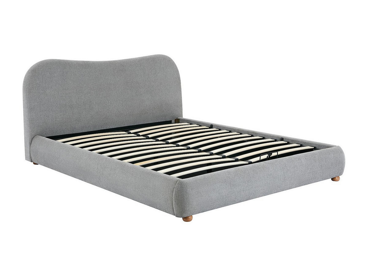 BETT mit Bettkasten - 1 Person - Stoff - Hellgrau - Hellgrau, Textil (120/190cm) - Vente-Unique