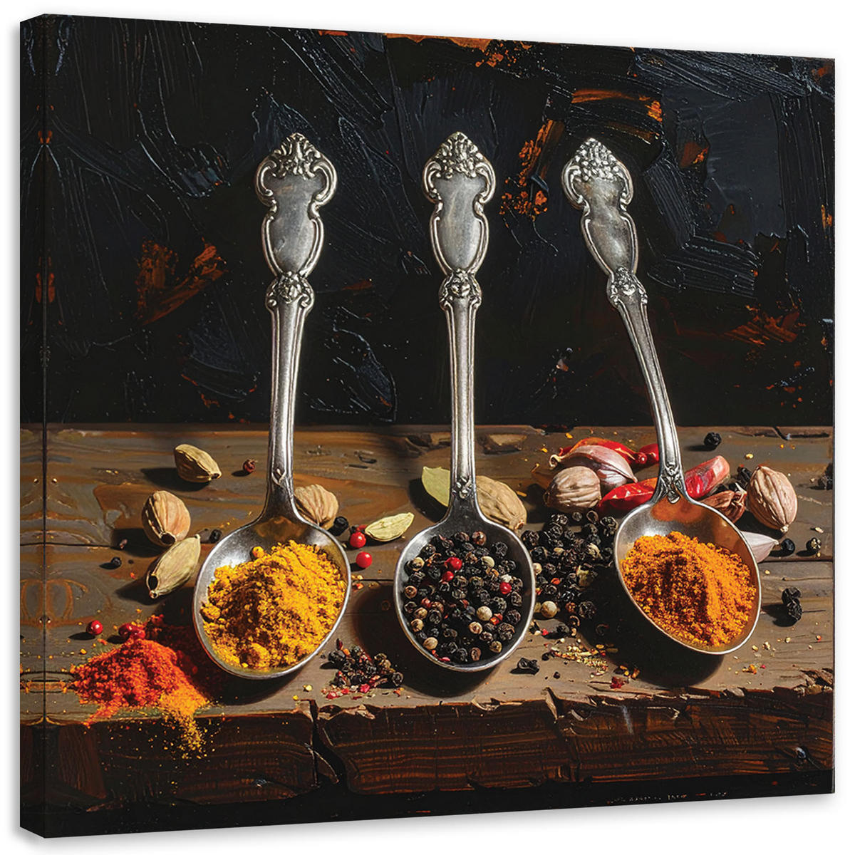 LEINWANDBILD Essen & Trinken 60x60cm - Multicolor, Textil (60/60cm) - Feeby