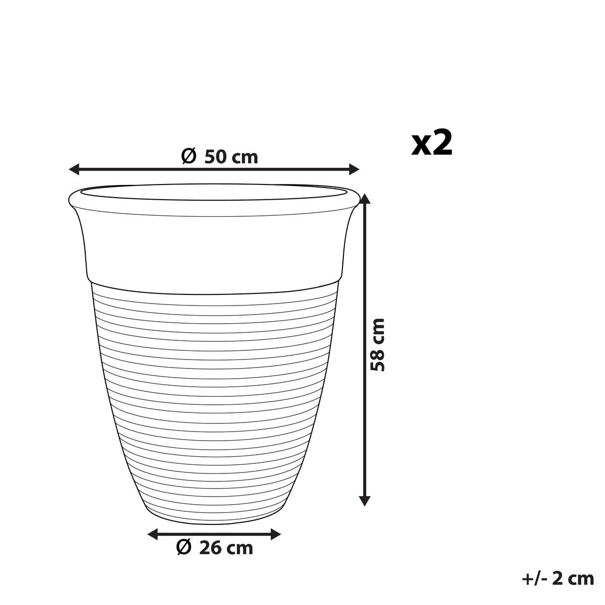BLUMENTOPF 2er-Set grau rund 50/50/58 cm Katalima - Grau, Stein (58cm) - Beliani