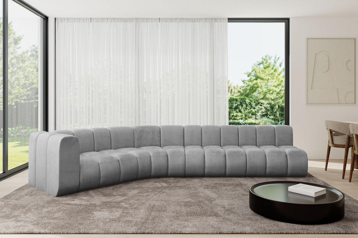 ECKSOFA modulares Sofa Karex-L2 - 399x194x70 cm Grau - Hellgrau, Holzwerkstoff/Textil (399/194cm) - ALTDECOR