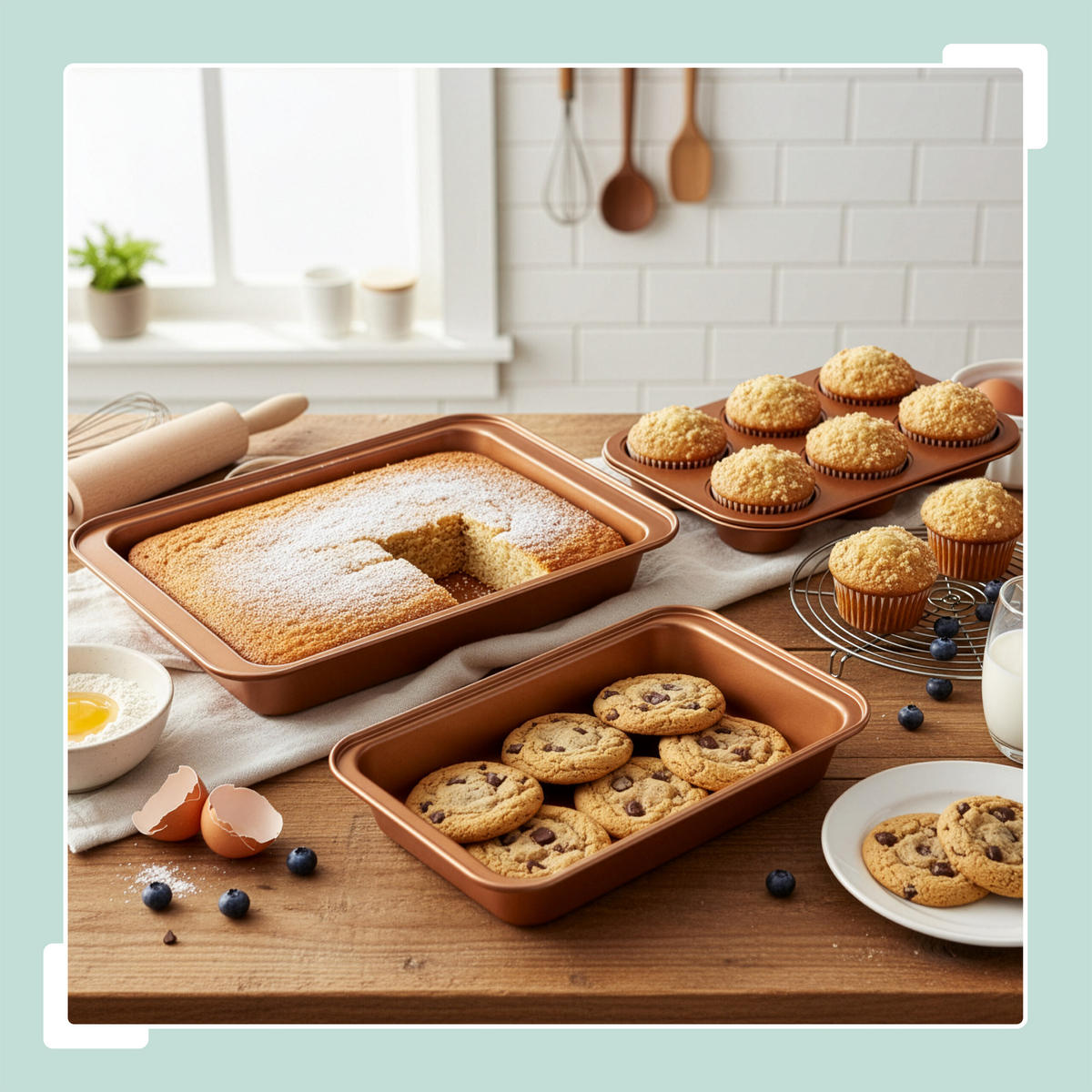 3-DIELNA sada na pečenie - medená, kov - Relaxdays