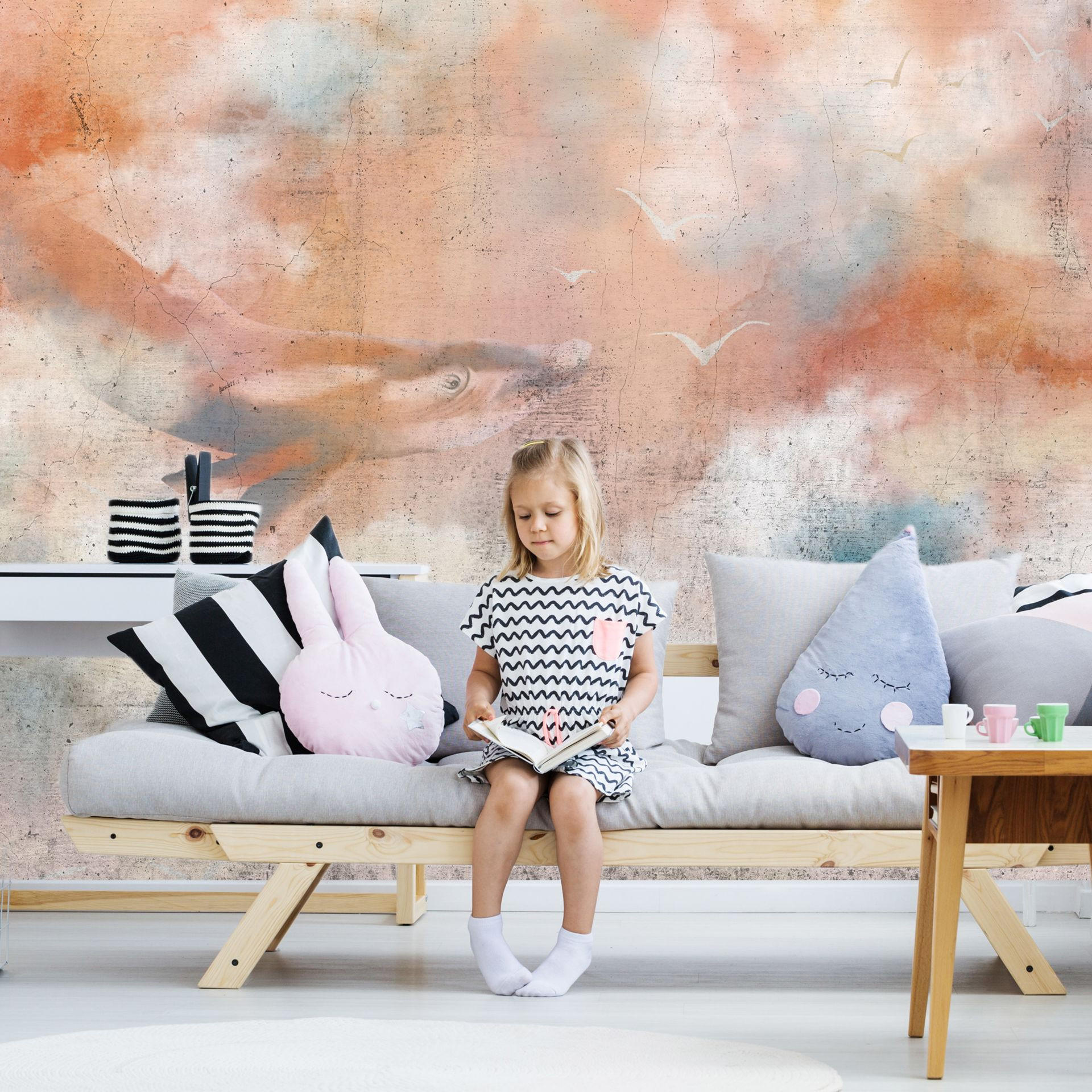 SELBSTKLEBENDE FOTOTAPETE 294/210 cm - Blau/Orange, Kunststoff/Textil (294/1cm) - KUNSTLOFT