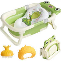 BABYBADEWANNE faltbare mit Badekissen, Thermometer, Duschhaube, Duschbürste, Typ 1 Grün - Grün, Kunststoff (63/42cm) - Kaket