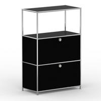HOCHSCHRANK, 1 offenes Fach, 2 Klappen, Breite 77 cm, Graphitschwarz - Chromfarben/Silberfarben, Metall (40/118/77.2cm) - Versee