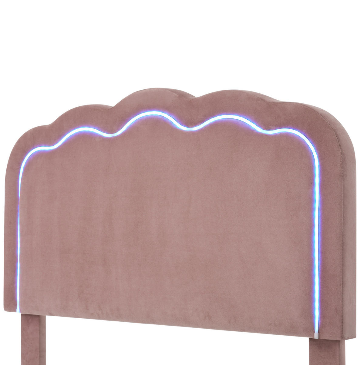 POLSTERBETT aus Samt 90x200 cm in Rosa mit LED-Beleuchtung - Rosa, Textil (90/200cm) - Modfu