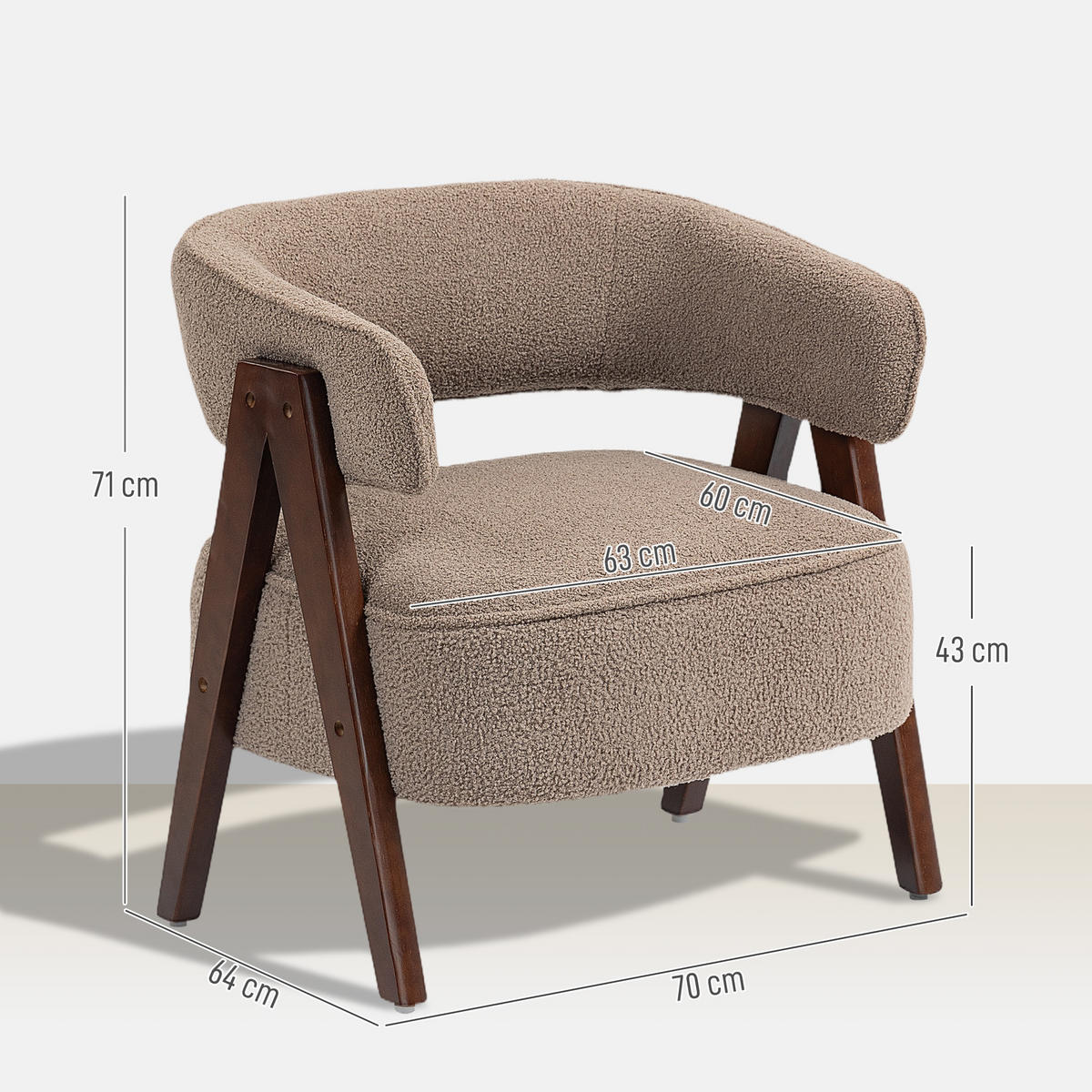 ARMLEHNSTUHL DE-13341 breite Sitzfläche & ergonomische Rückenlehne Braun - Braun, Holz (64/71/70cm) - ComfortXL