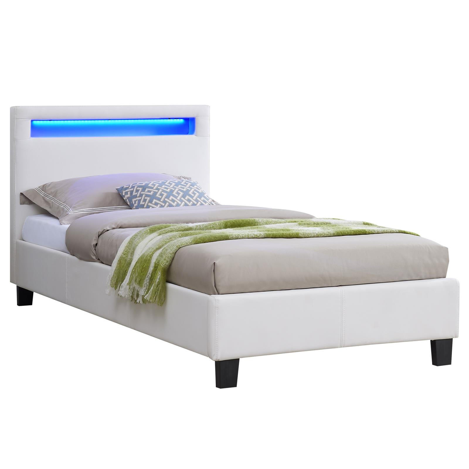 POLSTERBETT MIT LED MANDALAY 90X200 CM - Weiß, Textil (90/200cm) - CARO-Möbel