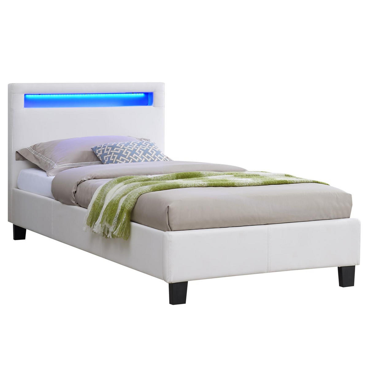 POLSTERBETT MIT LED MANDALAY 90X200 CM - Weiß, Textil (90/200cm) - CARO-Möbel